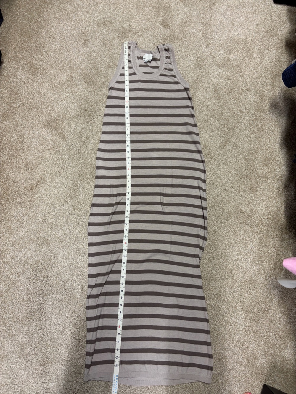 Greylin Taupe and Dark Brown Striped Sleeveless soft sweater Maxi Dress
